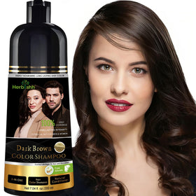 Flacon de shampooing teinture brun foncé Herbishh 200 ml vue de face