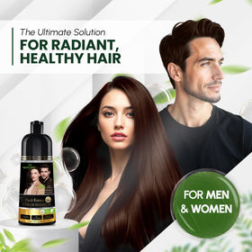 Flacon de shampooing teinture brun foncé Herbishh avec étiquette