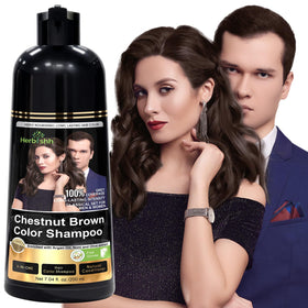 Flacon de shampooing teinture châtaigne Herbishh 200 ml vue de face