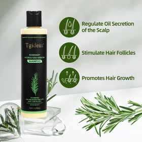 Flacon de shampooing Tgideas avec étiquette visible