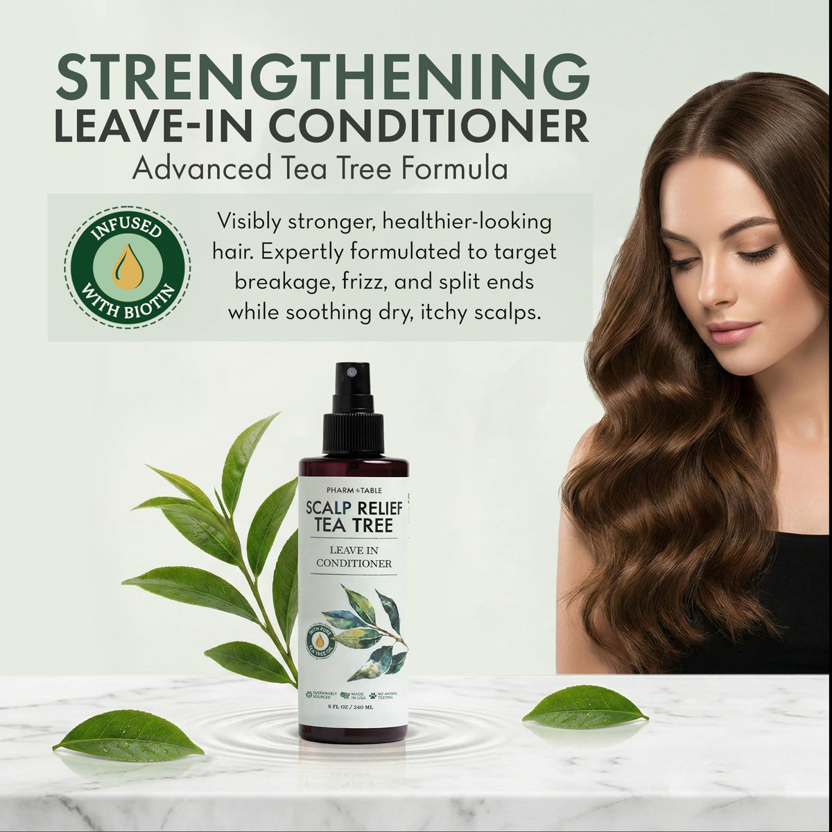 Flacon de Spray Après-Shampooing PHARM TO TABLE avec étiquette