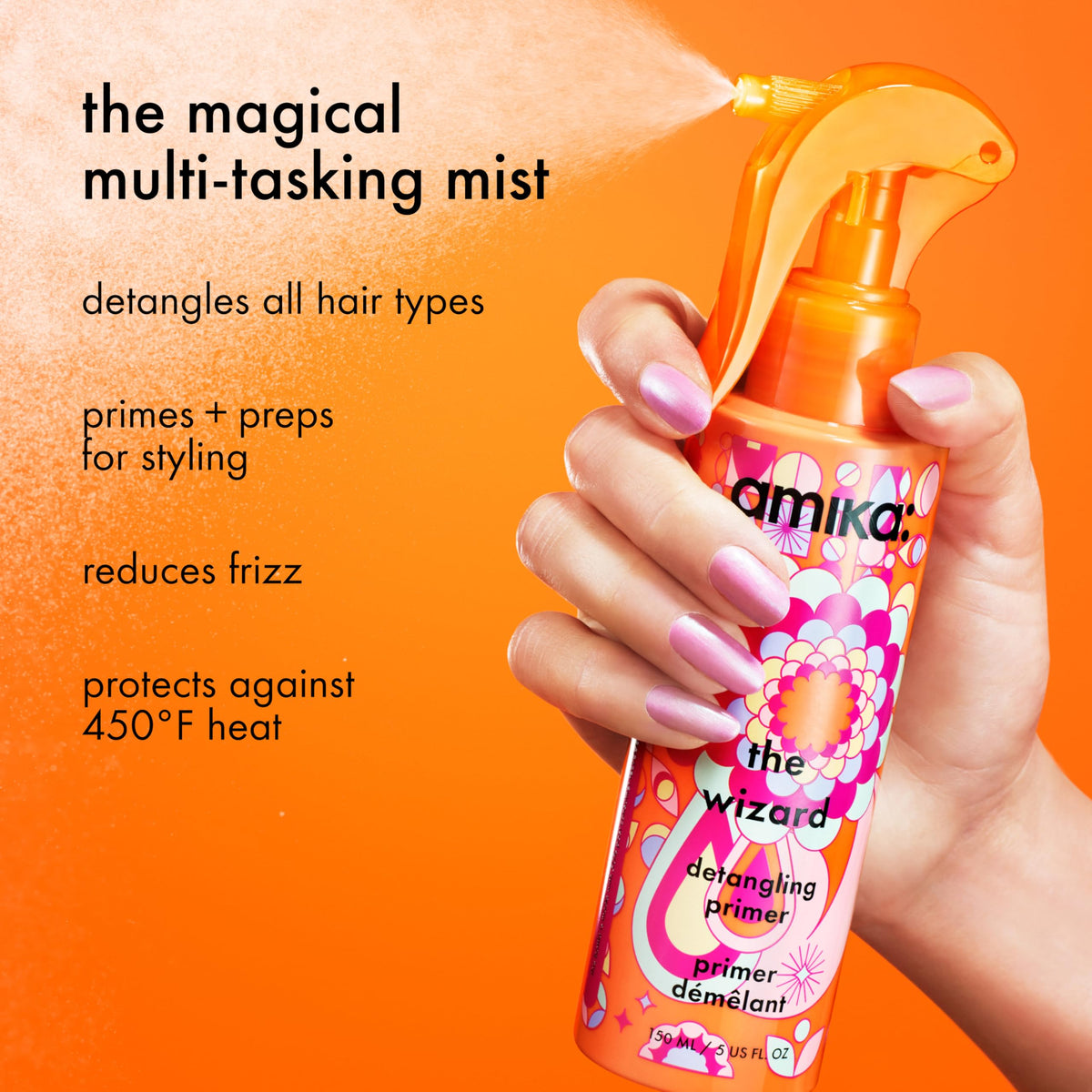 Flacon de spray démêlant Amika The Wizard avec bouchon