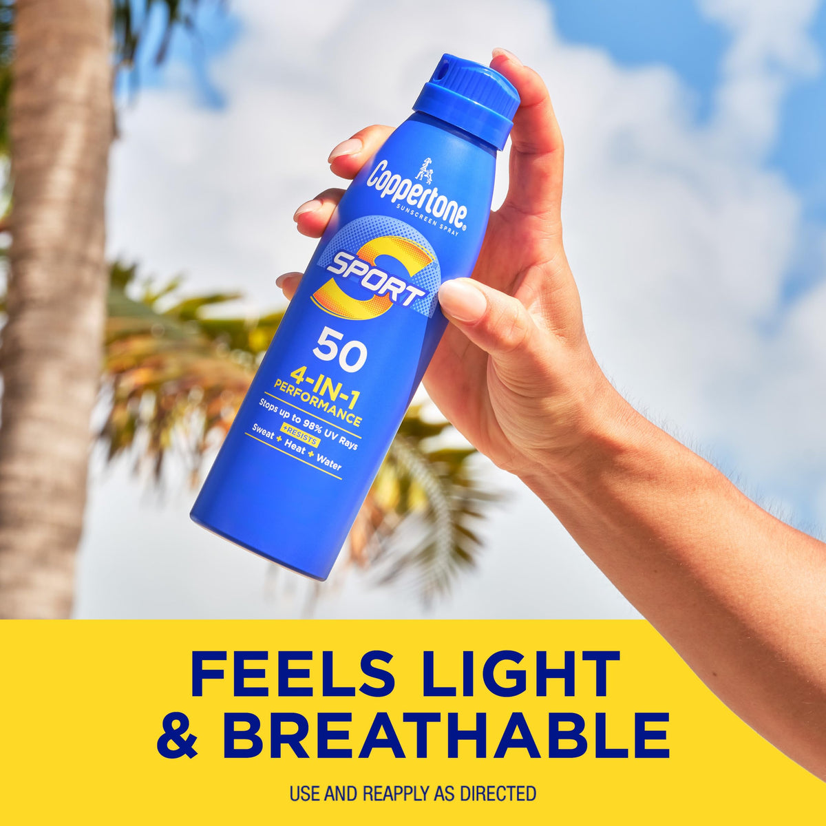 Flacon de spray solaire Coppertone Sport à la plage