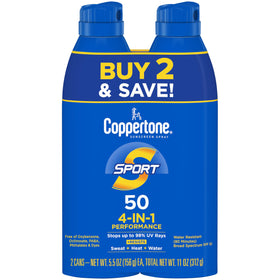 Flacon de spray solaire Coppertone Sport SPF 50 vue avant
