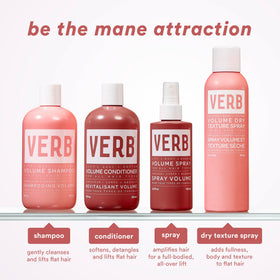 Flacon de spray texturisant VERB sur un fond blanc