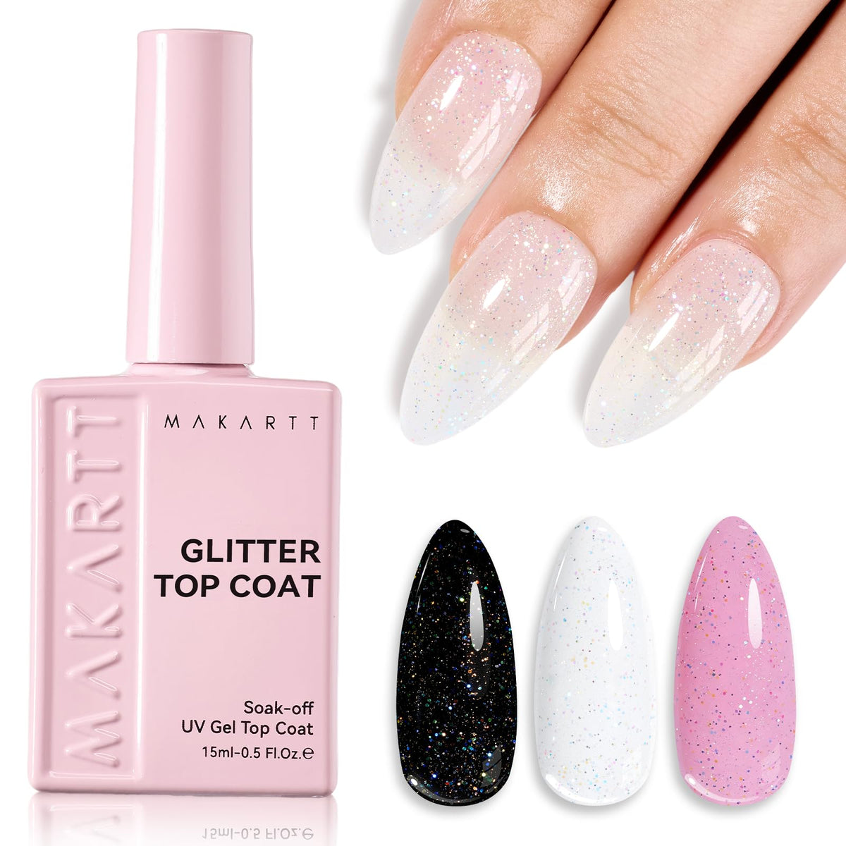 Flacon de top coat pailleté Makartt 15ML avec effet brillant