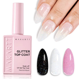 Flacon de top coat pailleté Makartt 15ML avec effet brillant