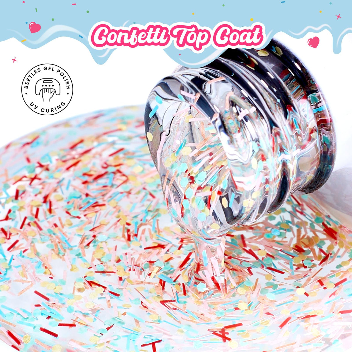 Flacon de Top Coat Paillettes beetles 15ml en vue de face