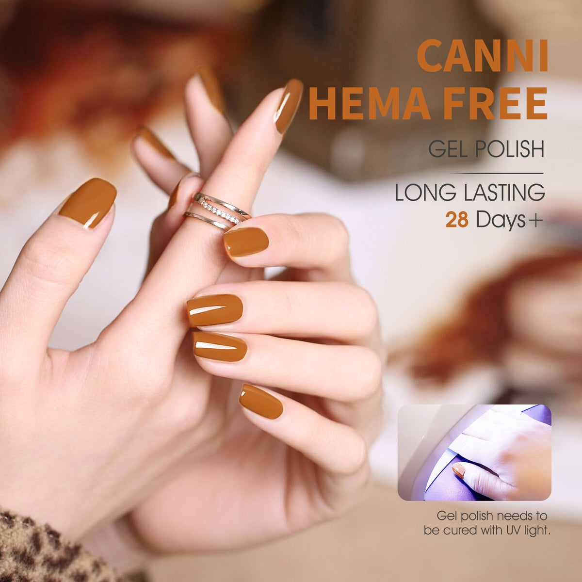 Flacon de vernis à ongles gel marron CANNI avec étiquette