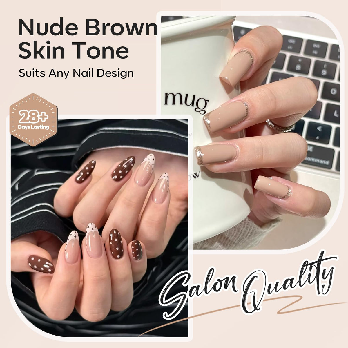 Flacon de vernis à ongles gel nude 7 ml couleur beige