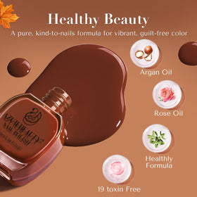 Flacon de vernis à ongles marron AZUREBEAUTY sur fond neutre