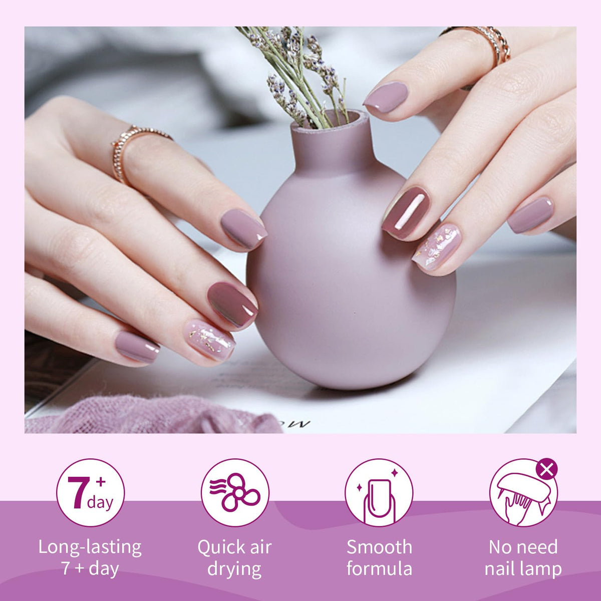 Flacon de vernis à ongles nude OpenLive, couleur mauve