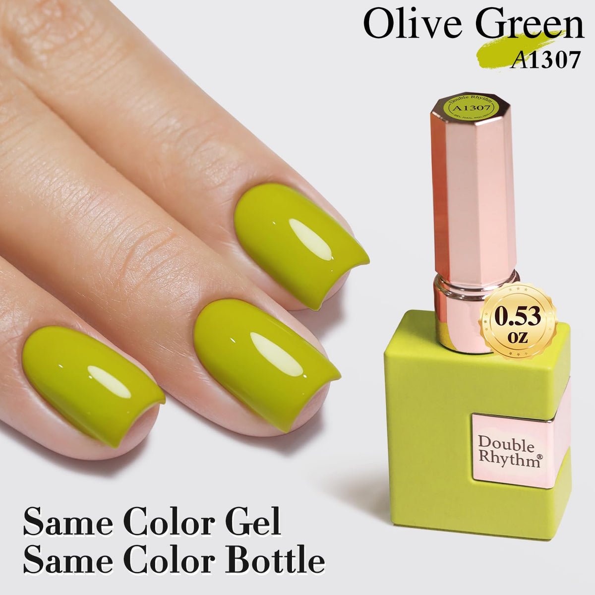 Flacon de vernis Double Rhythm avec étiquette Olive Green