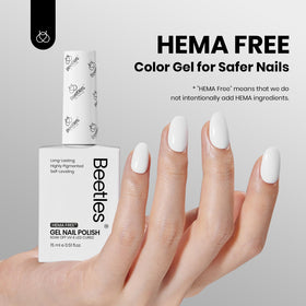 Flacon de vernis gel blanc beetles avec étiquette