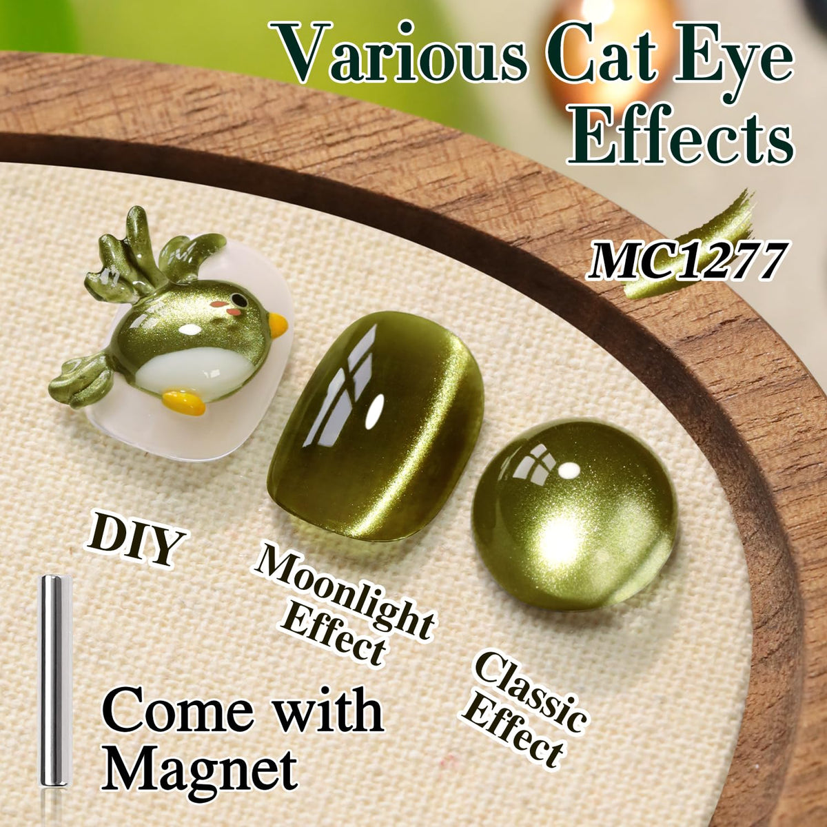 Flacon de vernis gel Cat Eye avec paillettes holographiques