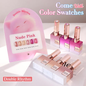 Flacon de vernis gel Double Rhythm avec paillettes et couleur nude rose