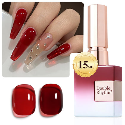 Flacon de vernis gel jelly milky 15ml couleur bourgogne de Double Rhythm