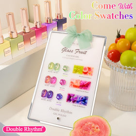 Flacon de vernis gel rose avec application de vernis