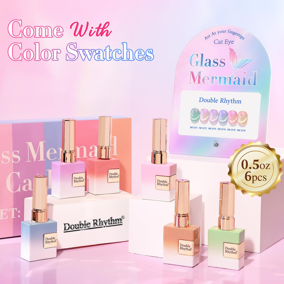 Flacon de vernis gel rose pailleté Double Rhythm