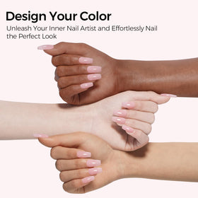 Flacon de vernis gel rose TOMICCA sur fond blanc