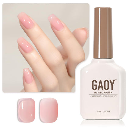 Flacon de vernis gel rose transparent GAOY 16ml vue de face