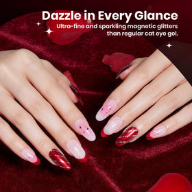 Flacon de vernis gel rouge vin pailleté de 7,5 ml