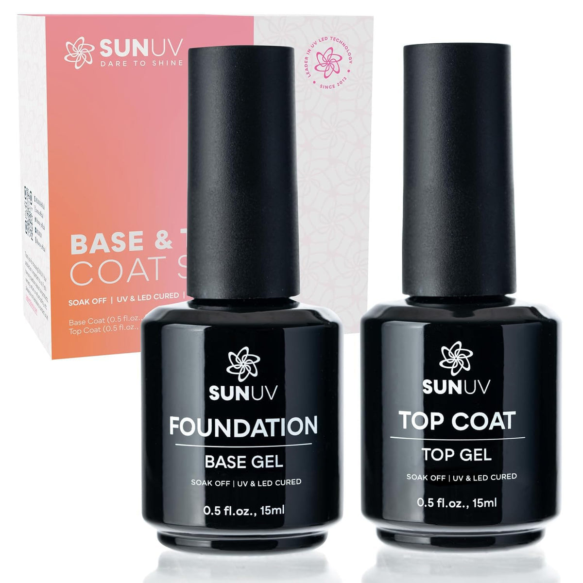 Flacon de vernis gel SUNUV de 15ml, top coat brillant