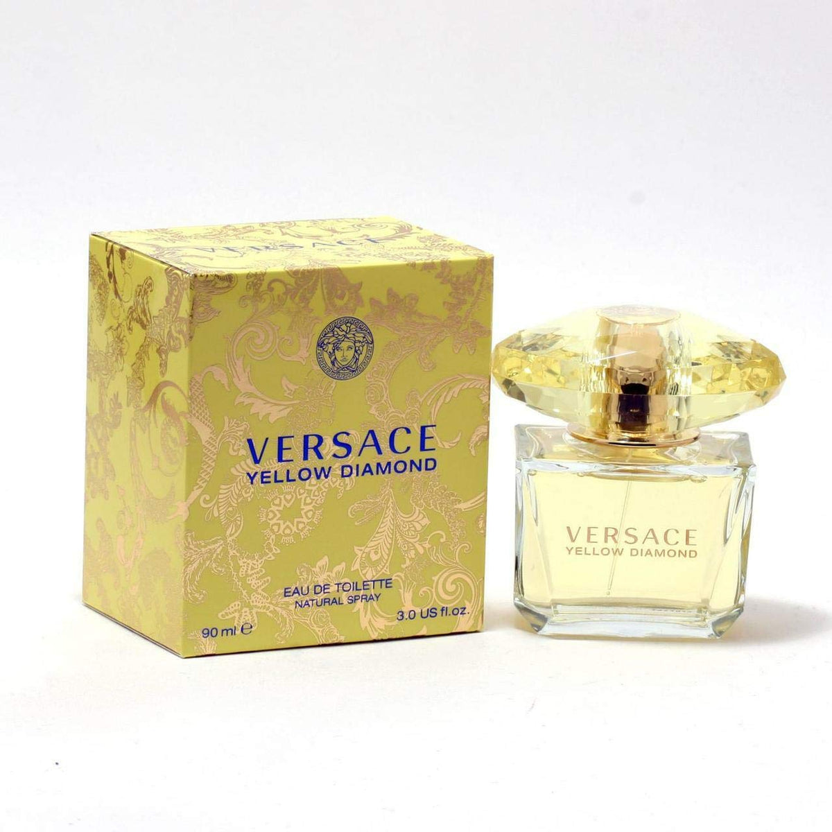 Flacon de Versace Yellow Diamond avec étiquette et bouchon