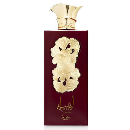 Flacon doré de Lattafa Ansaam Gold Eau de Parfum 100 ml