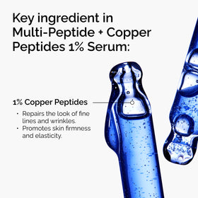 Flacon du sérum Multi-Peptides + Cuivre 1% de The Ordinary, étiquette détaillée