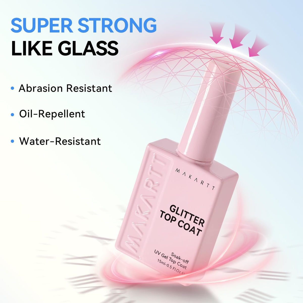 Flacon du top coat pailleté Makartt avec étiquette visible