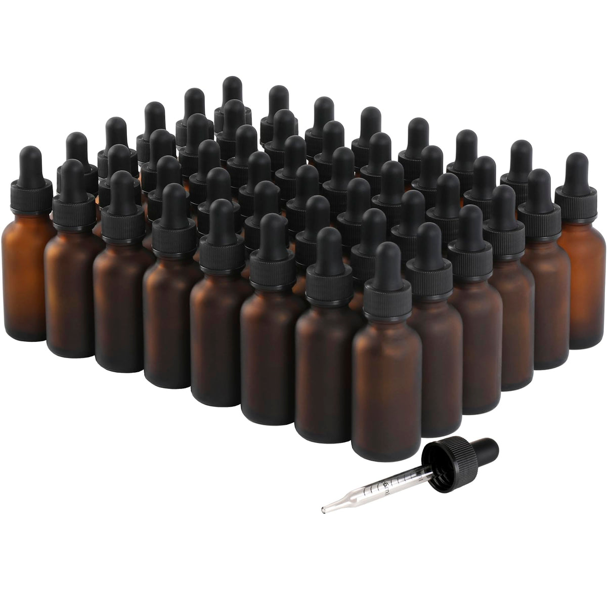 Flacon en verre amber de 1oz NOOEEISS avec pipette vue de face