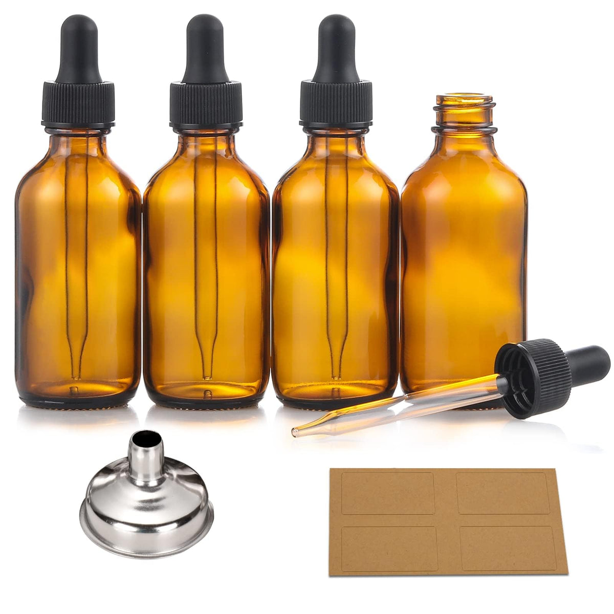 Flacon en verre ambre AOZITA de 60ml avec compte-gouttes