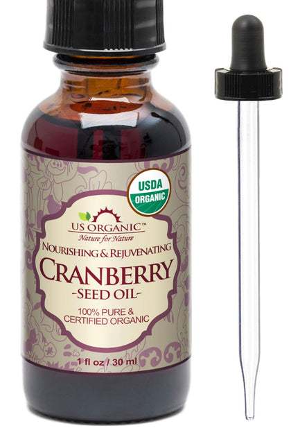 Flacon en verre ambré d'huile de graine de canneberge US Organic 30 ml