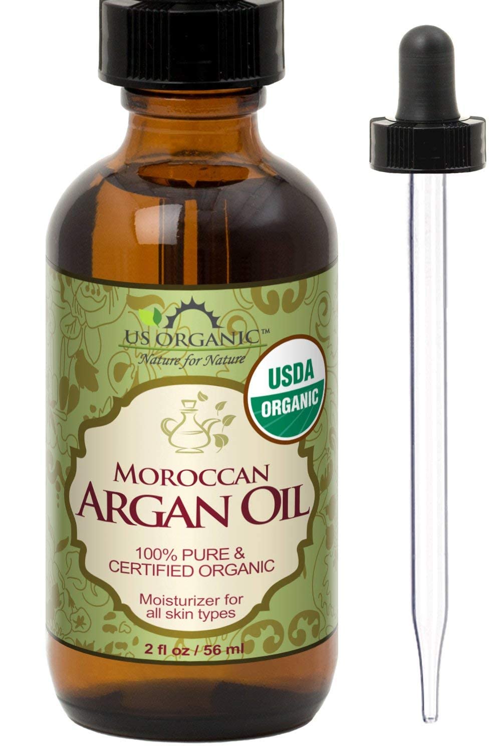Flacon en verre ambré de l'huile d'argan marocaine 118g