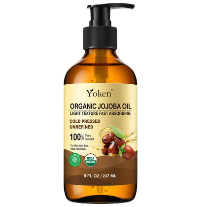 Flacon en verre de 8oz d'huile de jojoba bio Yoken