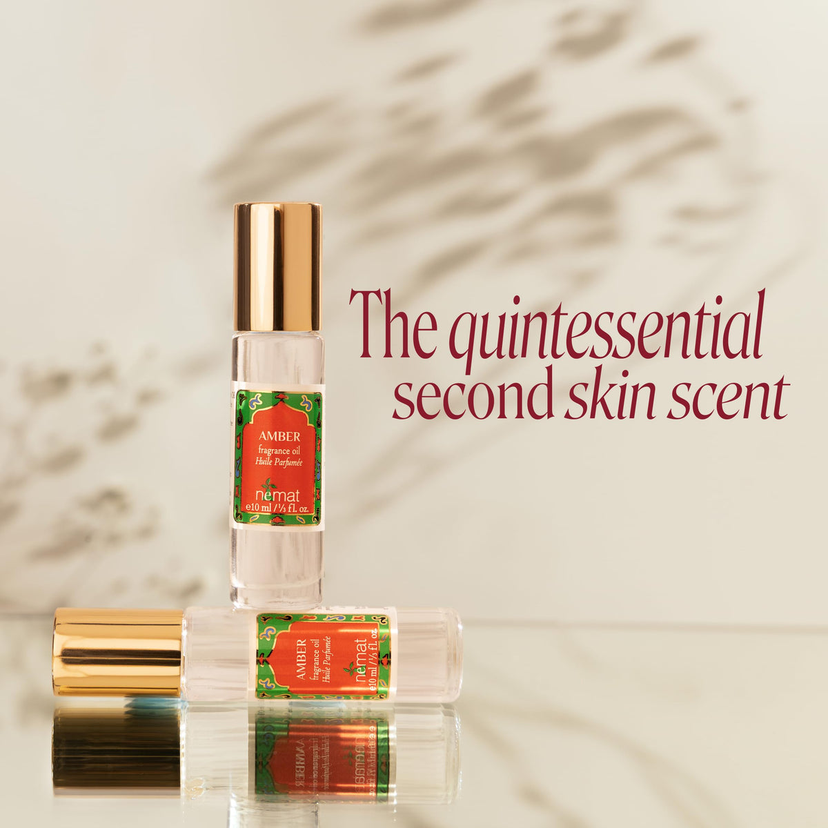Flacon en verre de l'huile de parfum ambre Nemat 10ml