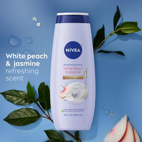 Flacon NIVEA Pêche Blanche et Jasmin avec fond neutre