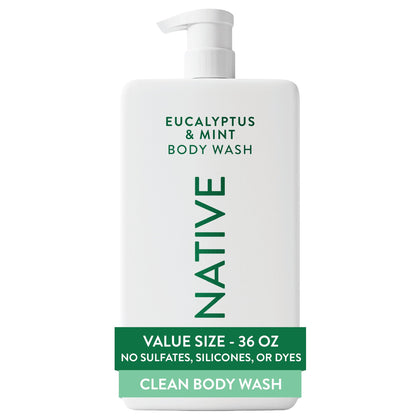 Flacon pompe de gel douche Native Eucalyptus & Menthe 1 L