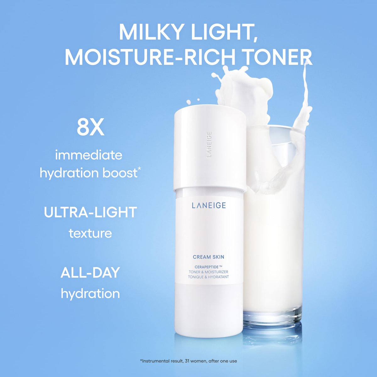 Flacon rechargeable du toner LANEIGE avec céramides