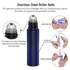 Flacon roll-on ambré de 10 ml avec bille en acier inoxydable