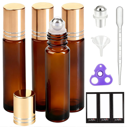 Flacon roll-on en verre ambré de 10ml avec bouchon en métal