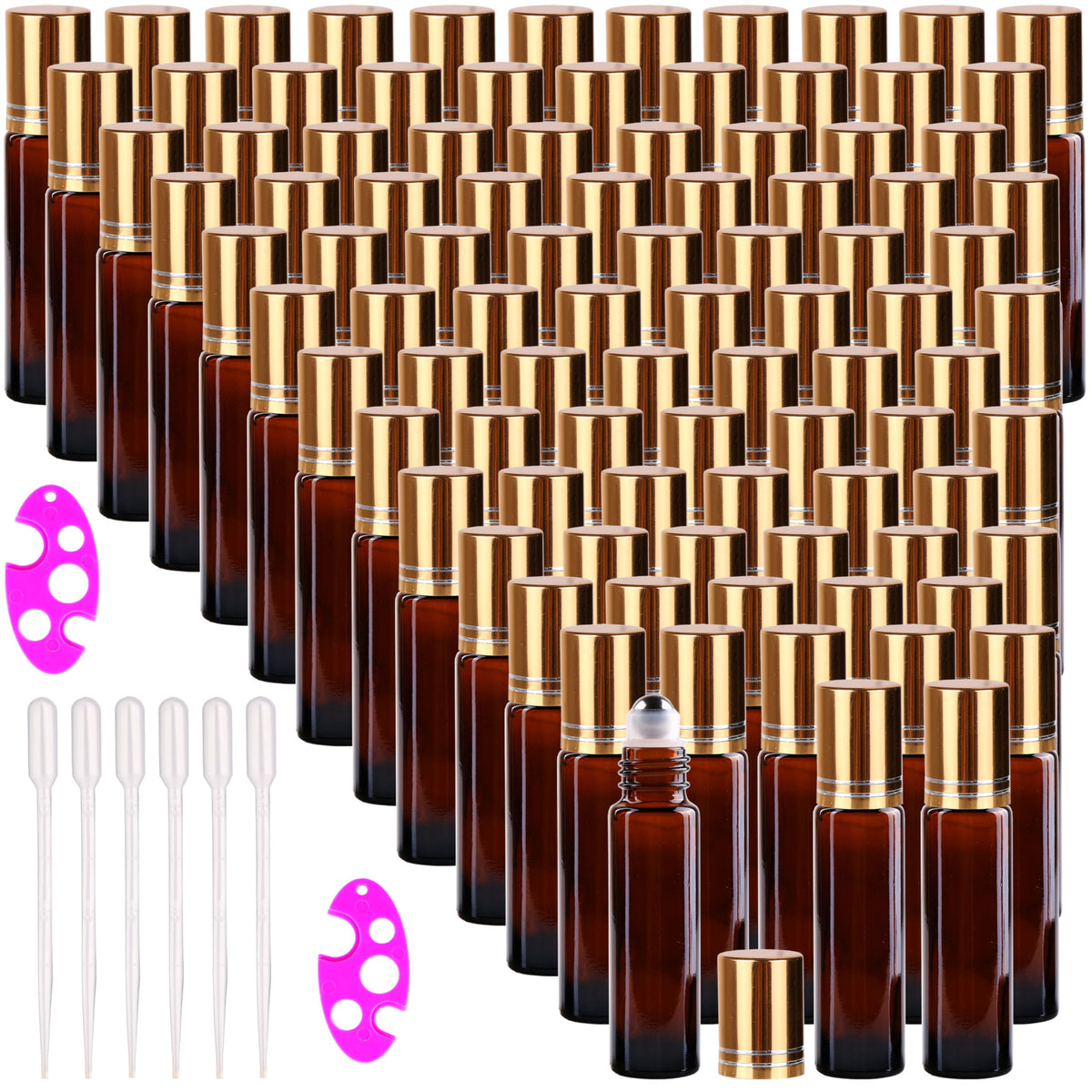 Flacon roll-on en verre ambre de 10ml d'inice, vue avant