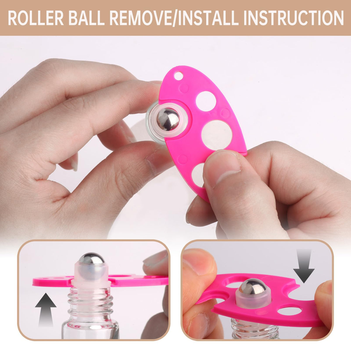 Flacon roll-on en verre avec bouchon doré en aluminium