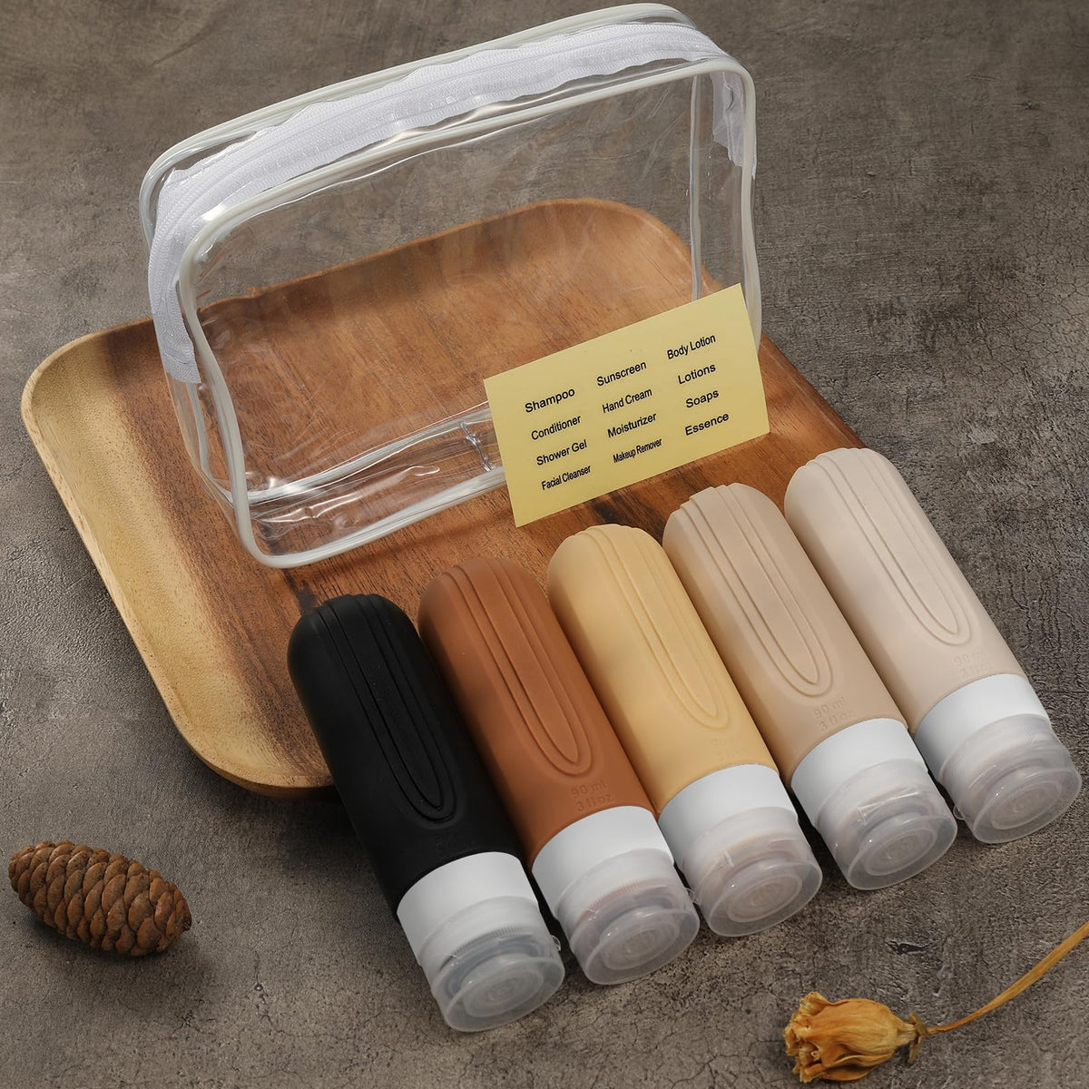 Flacons CHEODIN en silicone avec trousse de rangement