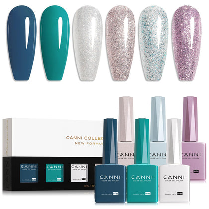 Flacons colorés du set de vernis à ongles CANNI avec étiquettes en cristal 3D