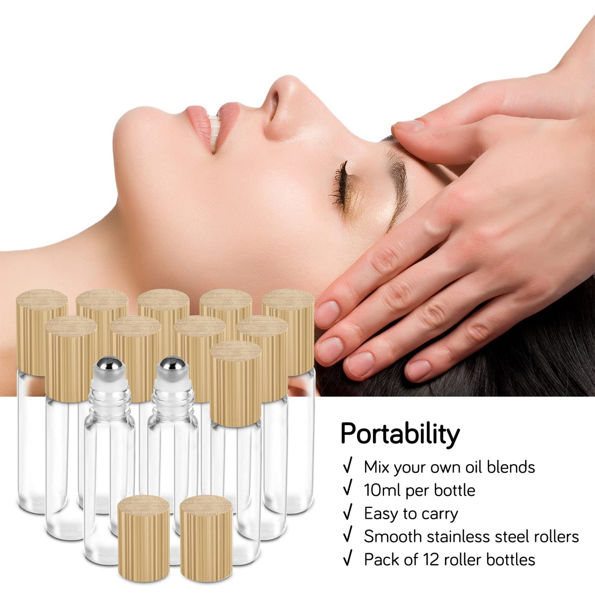 Flacons d'huiles essentielles sur une table de massage