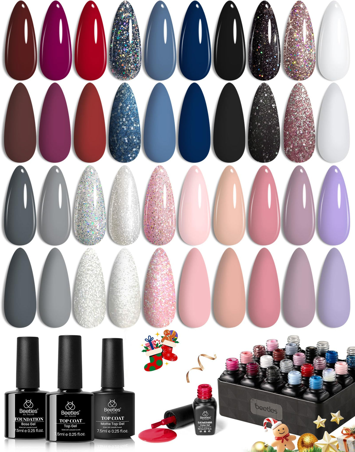 Flacons de base et top coat du set beetles
