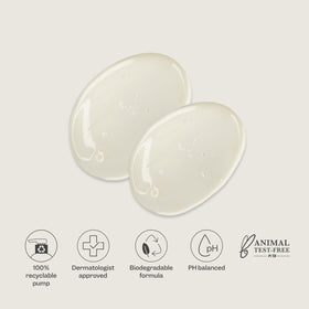 Flacons de gel douche RENPURE sur un fond de salle de bain