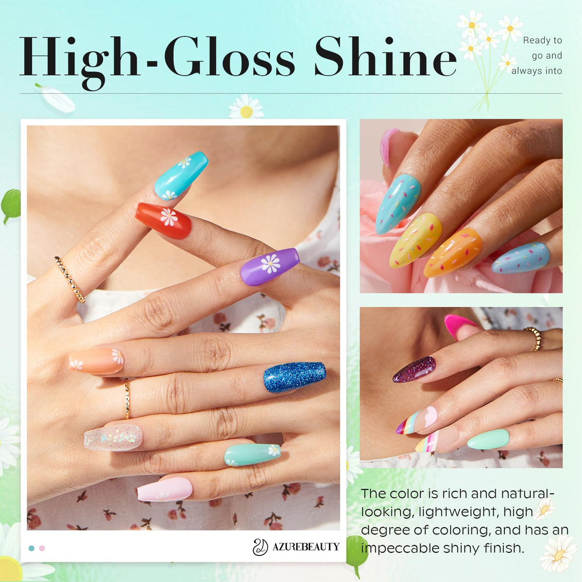 Flacons de poudre à ongles AZUREBEAUTY de 0,34 oz chacun
